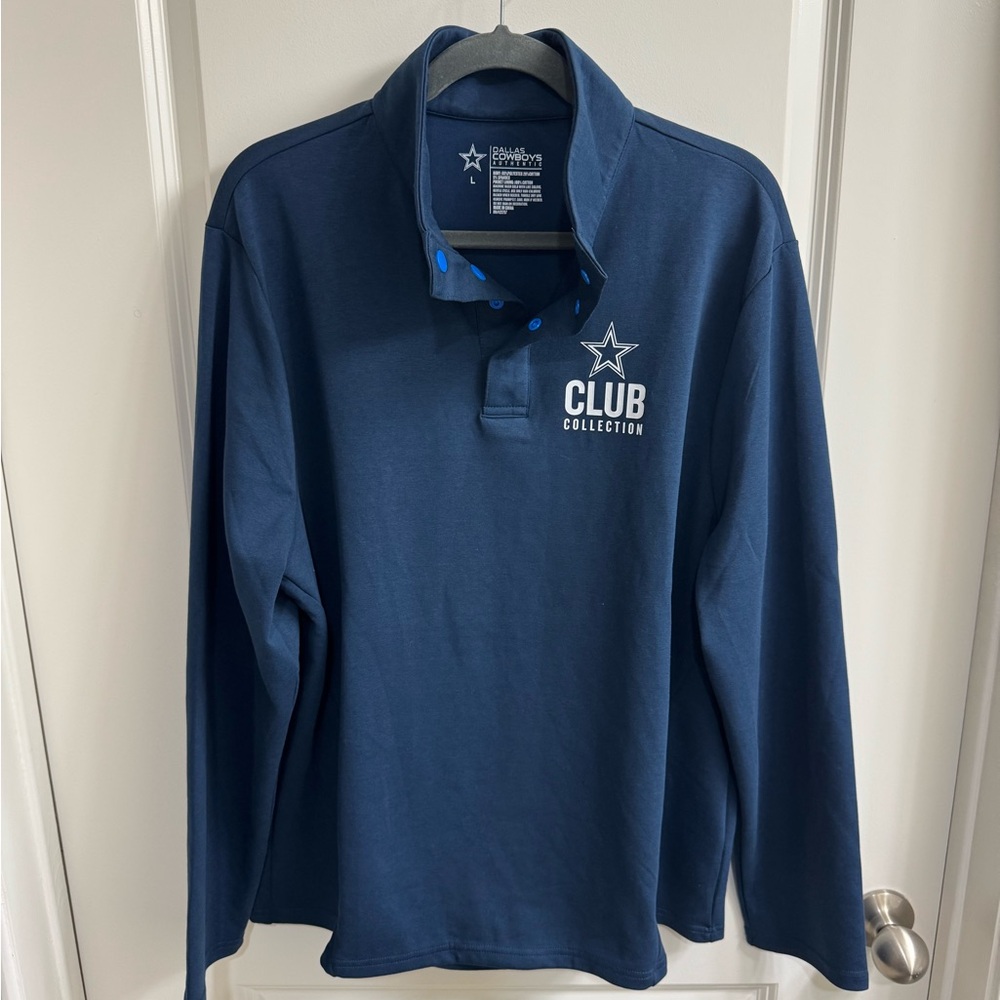 Dallas Cowboys NFL Club Collection Pullover High Collar Snap Button Size L - Picture 2 of 14